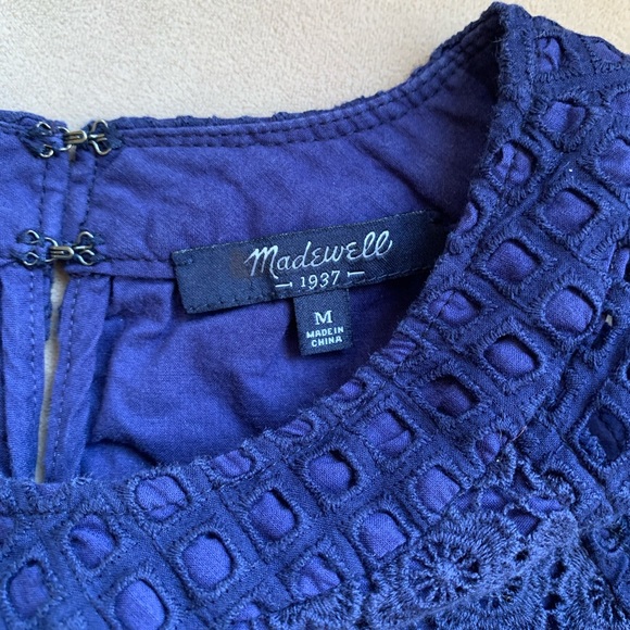 Madewell Navy Blue Eyelet Lace Tee Medium - Picture 6 of 9